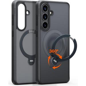 TORRAS Ostand Q3 Spin for Samsung Galaxy S26 Case, 360 Magnetic Stand, Fit for MagSafe, 4X Military-Grade Shockproof, Built-in Kickstand, Slim Phone Case for Samsung Galaxy S26 Case, Black