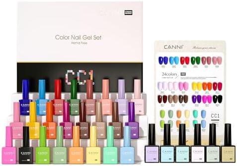 CANNI CC1 30Pcs 9ML Hema-free Gel Nail Polish Set, Black Pink Nude Red Blue Green Gel Polish Kit Color Soak Off LED Nail Gel Polish Set Nail Art Starter Manicure Salon DIY at Home