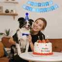 hoyuwak Dog Birthday Party Supplies Blue Boy Pet Birthday Banner Hat Bow Tie Bandana with Number Set for Boy Small Medium Dogs