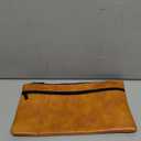 HAUTOCO Money Bag with Zipper 11 x 6.1 inch Embossed Deposit Money Pouch with Lined PU Leather Bank Bag Two Pockets Utility Wallet for Cash Check Receipt Coins Cosmetics, Brown