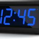 KWANWA Small Digital Alarm Clock, 1.2inch Dark Blue LED Digits, Adjustable Brightness, Dim Night Model, 12H/24H, Battery Operated, Wall Mount, Snooze, Clock for Kids Bedroom, Small Travel Clock