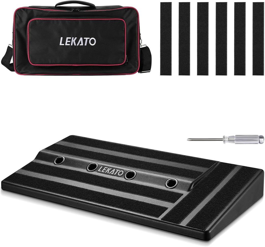 Guitar Pedal Board, LEKATO Pedal Board 19.7"x10"x2.4", Effects Pedalboard with Compartment for Power Supply, Carry Bag and Mounting Tape