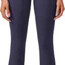 PINSPARK Womens Mini Flare Yoga Pants High Waisted Bootcut Leggings Athletic Bootleg Pants with Back Pockets (Blue, L)