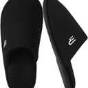 Mens Memory Foam Slippers Lightweight House Shoes for Indoor Outdoor Travel (7-8 Women/5-6 Men, Black)