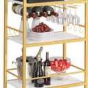 TUTOTAK Bar Cart - Serving Cart for Home - Microwave Cart, Drink Cart, Mobile Kitchen Shelf with Wine Rack and Glass Holder, Rolling Beverage Cart BC01BMG030