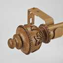 1-1/8 Inch Diameter Curtain Rods with Carved wood design Finial, 72-144 inch Telescoping Faux Wood Single Curtain Rods for window width 68-140 inch, 1 pack