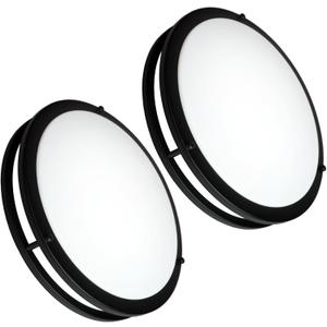 OOWOLF 10 Inch 24W LED Ceiling Lights, 5000K Brightness Adjustable Flush Mount Ceiling Light, Super Bright Matte Black Lighting Lamp Fixture for Bedroom Bathroom Dining, 2-Pack, Daylight White