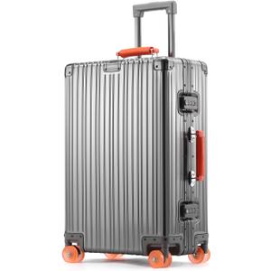 LUGMST 20 Inch All Aluminum Zipperless Carry On Luggage,Hard Shell Suitcase, Grey