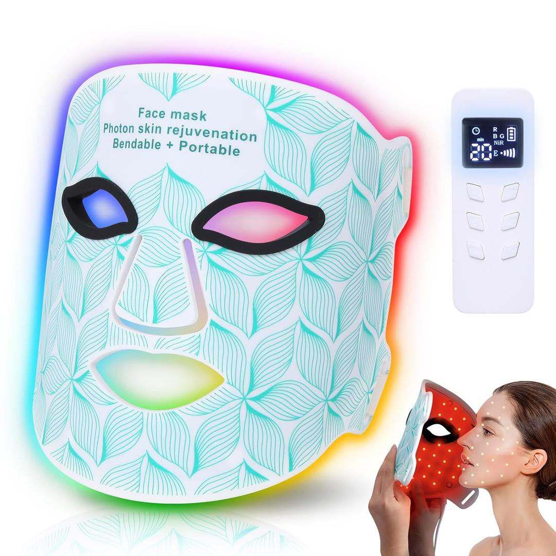 Red Light Therapy for Face, 71 Colors LED Face Mask Light Therapy with 850NM Near-infrared, Portable Rechargeable Red Light Therapy Mask Skin Care Device