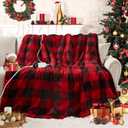 Electric Heated Sherpa Buffalo Plaid Christmas Throw Blanket with 8 Heating Levels & 8 Hours Auto Off, Fast Heating Warm Plush Washable Blanket with Over-Heat Protection, ETL Certification, Red