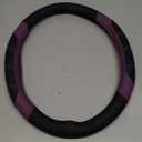 CAR PASS Line Rider Microfiber Leather Sporty 14.5-15 inch Steering Wheel Cover Universal Fits for 95% Truck,SUV,Cars, Anti-Slip Safety Comfortable Design (Black Purple)