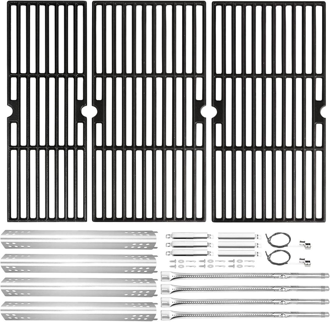Hisencn Replacement Parts for Charbroil Performance 4 Burner Grill, 463347017, 463335517, 463347418, 463342119, 463376017, 463342118, G470-5200-W1 Burner, G470-0004-W1A Heat Plates and Cooking Grates