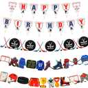 Outus 5 Pieces Ice Hockey Birthday Banners Party Supplies Decorations Hockey Fans Birthday Themed Party Favors Decorations Supplies