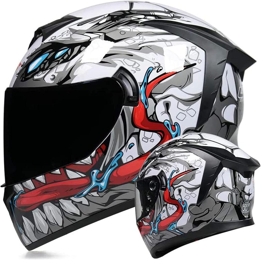 Motorcycle Helmet DOT/FMVSS 218 Approved Full Face Motorcycle Street Helmet Unisex-Adult Motorbike Racing Crash Helmet with Graphic Men and Women, A, Small