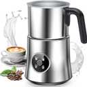 Milk Frother and Steamer, 4-in-1 Electric Frother for Hot & Cold Foam, One-Touch Operation for Cafe-Style Lattes & Cappuccinos, Fast Heat, Dishwasher Safe, 30.44Oz/900ML (Gray)
