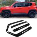 94368 Side Window Visors Wind Vent Deflector,4pcs Outside Mount Tape-On Nice Sun Rain Guards Set fit for 2015-2022 Jeep Renegade,Dark Smoke Window Shade
