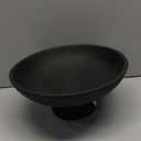 VHC Brands Ribbed Black Wooden Fruit Bowl 5.5x12x12, Kitchen Decor, Decorative Wooden Pedestal Bowl, Perfect Centerpiece for Table, Island, or Counter