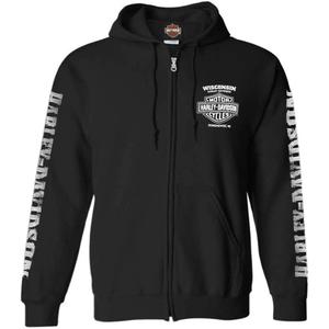 Harley-Davidson Men's Lightning Crest Full-Zippered Sweatshirt, Black (2XL)