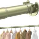 Closet Rods for Hanging Clothes, 17 to 69 Inches Stepless Adjustable Metal Closet Rod, 1.3 Inches Heavy Duty Clothes Hanging Rod for Closet Wardrobes Laundry RV, Gold