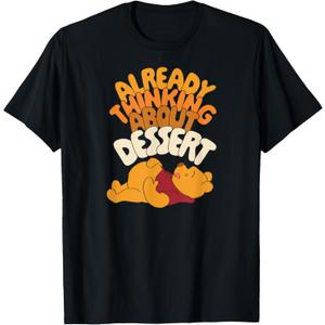 Amazon Essentials Winnie the Pooh Thanksgiving Already Thinking About Dessert T-Shirt XXL