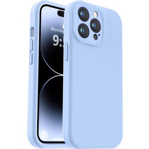 Vooii Compatible with iPhone 14 Pro Max Case, Liquid Silicone Upgrade [Camera Protection] [Soft Anti-Scratch Microfiber Lining] Shockproof Phone Case for iPhone 14 Pro Max 6.7 inch - Light Blue