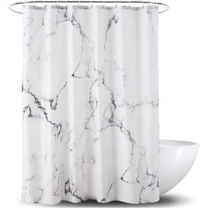 YOSTEV Marble Bathroom Shower Curtain,Grey and White Fabric Shower Curtain with Hooks,Unique 3D Printing,Decorative Bathroom Accessories,Water Proof,Reinforced Metal Grommets,Standard 72x72 Inches