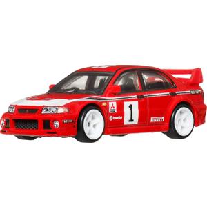 Hot Wheels Car Culture Premium 1:64 Scale Die-Cast Toy Mitsubishi Lancer Evolution VI with Real Riders Tires & Metal/Metal Body & Chassis, Thrill Climbers