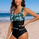Womens One Piece Swimsuit Tummy Control Push Up Bathing Suits Ruched Full Coverage Slimming Swimwear (M)