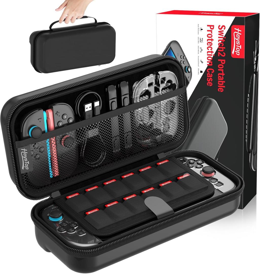HEYSTOP Switch 2 Case for Nintendo Switch 2 Console & Accessories, Switch 2 Carrying Case with 12 Game Card Slots, Portable Hard Shell Pouch Carrying Travel Game Bag for Switch 2 Accessories