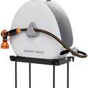 Giraffe Tools Ground Mounted Retractable Hose Reel 1/2 Inch x 82FT, Heavy Duty Automatic Rewind Garden Hose Reel, with Flexible Swivel Base for Lawn, Concrete Floor
