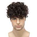 Mens Curly Wigs Dack Brown Short Wig,Synthetic Heat Resistant Costume Wig Mens Daily Cosplay Party Halloween