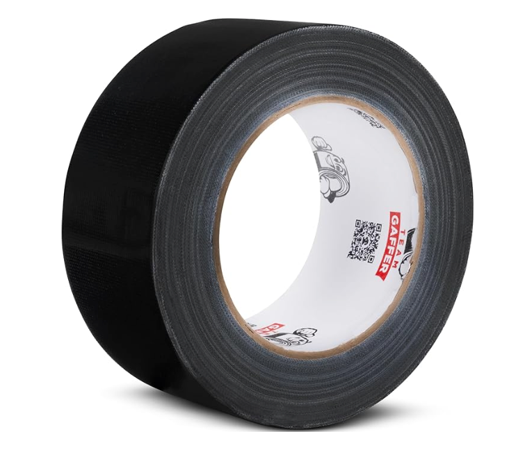 Team Gaffer Black Professional-Grade Gaffer Tape | Water-Resistant, Heavy-Duty & No-Residue for Reliable & Convenient Repairs, Marking, Cable Management | 2 inches x 30-Yard Per Roll (1 Pack)