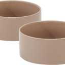 Ceramic 5.1inch Set of 2 Dog and Cat Bowls, 2pcs Anti-Slip Food and Water Feeder Dishes for Puppies, Kitties, Cats(2 Bowls, Brown Coffee)