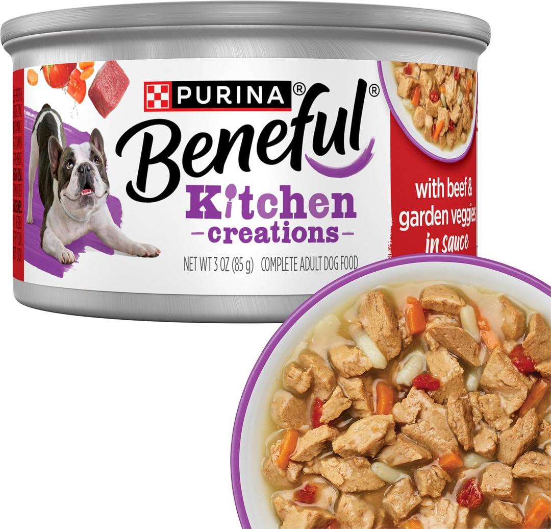 Purina Beneful Kitchen Creations With Beef and Garden Veggies in Sauce Wet Dog Food - (Pack of 12) 3 oz. Cans (EXP 03/31/28)