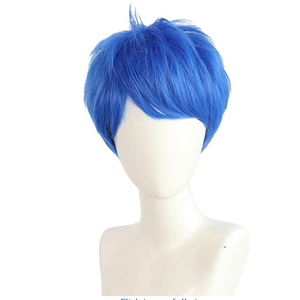 Unisex Short Blue Wig, Pixie cut Synthetic Hair for Joy Anime Costume Cosplay Party, Comic-Con, Comes with Wig Net Cap; 55TNL