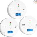 3 Pack Carbon Monoxide detectors, co Detector, Carbon Monoxide Alarm Detector Battery Powered with LCD Display, Carbon Monoxide Detector, UL2034 Standards, for Home