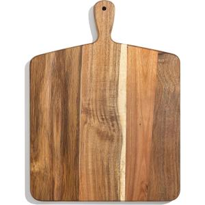 Acacia Wood Cutting Board and Chopping Board with Handle for Meat, Cheese Board, Vegetables, Bread, and Charcuterie - Decorative Wooden Serving Board for Kitchen and Dining Room, Large 17" x 13"
