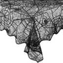 eZAKKA Halloween Table Cloth, Spider Webs Tablecloths Black Tablecloth Lace Fabric Table Cloths Spooky Cover for Rectangle Tables for Parties Gothic Halloween Home Decorations, 60x84 Inch