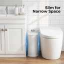 1.8 Gallon Bathroom Trash Can with Lid, Small White Stainless Steel Press Top Garbage Can, Removable Inner Bucket, Includes 60 Trash Bags