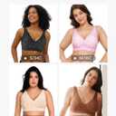 Popilush Wireless Bras Women Seamless No Underwire Push Up Bra Supportive Deep V Bralette Everyday Comfortable T-Shirt Bra (Large, Leopard Skin)