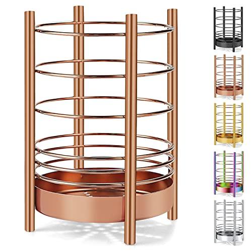 Copper Kitchen Utensil Holder for Kitchen Counter, Stainless Steel Utensil Crocks, Titanium Coating Utensil Storage Caddy Organizer, Cooking Utensil Holder, Easy Cleaning (Rose Gold/7.4''x5.2'')