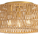 Rattan Ceiling Light Fixture, 3 Light Bohemian Modern Woven Ceiling Light, Boho Flush Mount Ceiling Light for Bedroom Living Room Dining Room, Bulb NOT Included