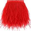 Soarer Red Ostrich Feather Trim - 2Yards 5-7inch Feather Fringe for DIY Sewing Clothing,Jewelry,Halloween Home Party(Red)