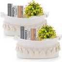 Small Woven Baskets for Storage, Toilet Paper Storage Baskets for Organizing Decorative Empty Gift Basket for Bathroom Bedroom Nursery (12.5"x6.5"x5"/2 Pack, White)