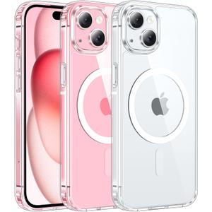 FNTCASE for iPhone 15 Plus Case: Clear Magnetic Phone Cases Compatible with Magsafe Slim Anti Yellowing Rugged Shockproof Protective Transparent Cell Phone Cover (A-Clear)