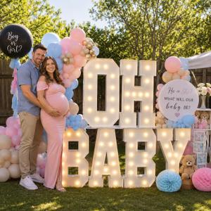 3FT/4FT OH Baby neon Letter Lights, LED Decoration, Suitable for Baby Showers, Gender Revealing, Baptism, Indoor courtyards and Poolside Parties, Party Decoration
