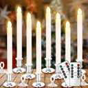 YAUNGEL Window Candles, 8 Pack LED Battery Operated Christmas Candles for Windows with Remote Electric Candle Lights with Removable Candle Holders Suction Cups for Christmas Decorations, Silver