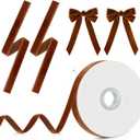 3 x Christmas Ribbon for Gift Wrapping - Brown Velvet Ribbon 3/8" * 10Yard - Vintage Christmas Ornaments Decor Bows Making - Christmas Tree Ribbon