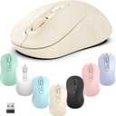 Wireless Mouse, 2026 New Model, Silent Click Ergonomic Design, Portable, 4 Buttons, Adjustable DPI (800/1200/1600), for Laptop/PC/Office (Beige)