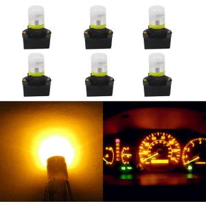 WLJH Yellow T10 Led 194 2825 168 W5W Bulb Interior Dashboard Dash Lights Instrument Panel Cluster Indicator Lamp Twist Socket PC195 PC194 PC168, Pack of 6
